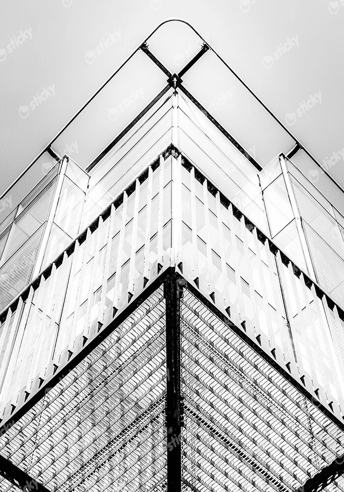 Πίνακας σε Καμβά BLACK AND WHITE ARCHITECTURAL BUILDING CORNER