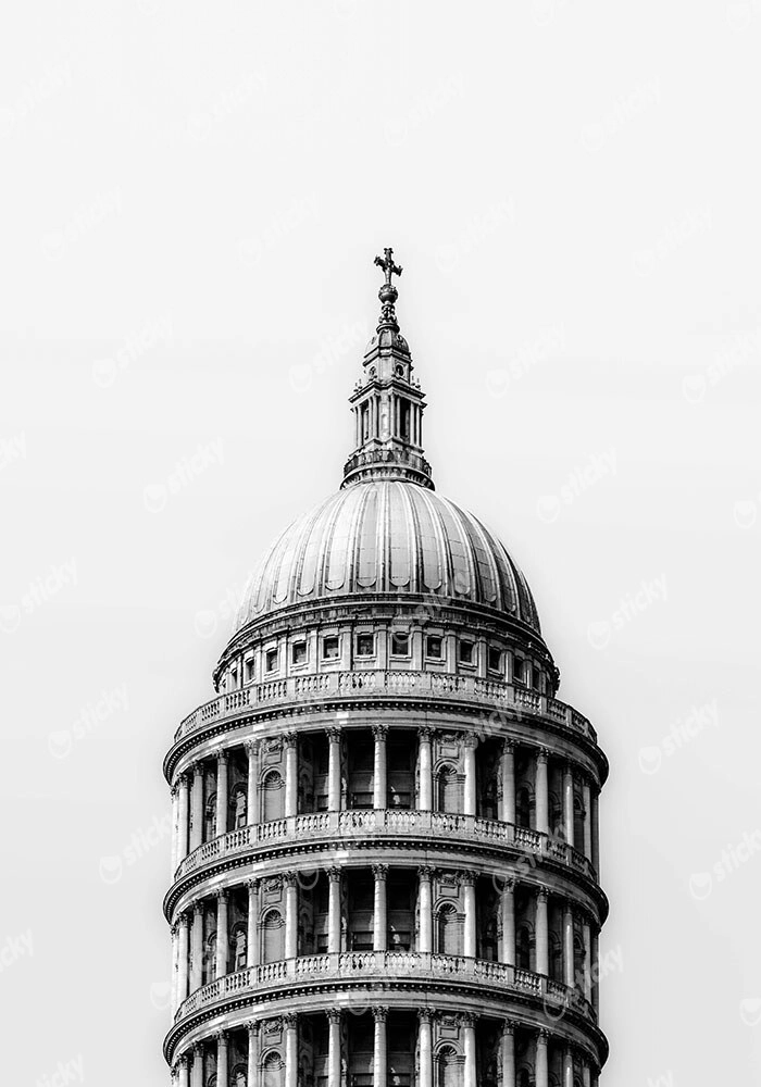 Πίνακας σε Καμβά BLACK AND WHITE ARCHITECTURAL CATHEDRAL DOME