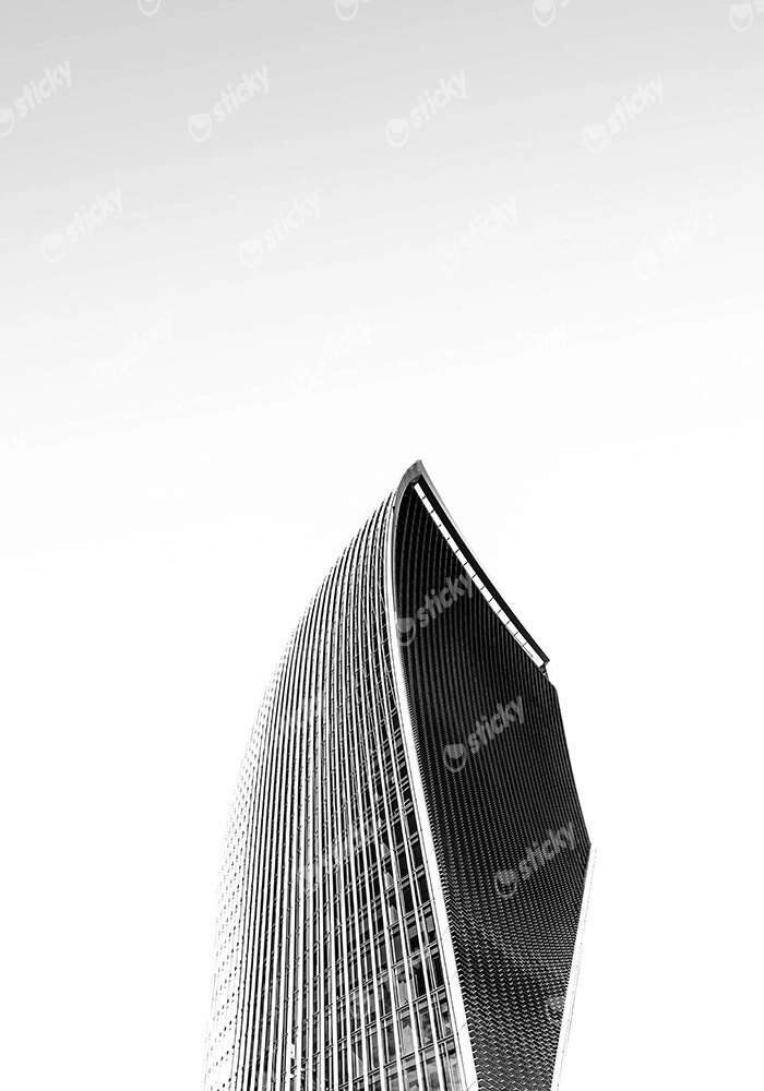 Πίνακας σε Καμβά BLACK AND WHITE ARCHITECTURAL CONCAVE TOWER