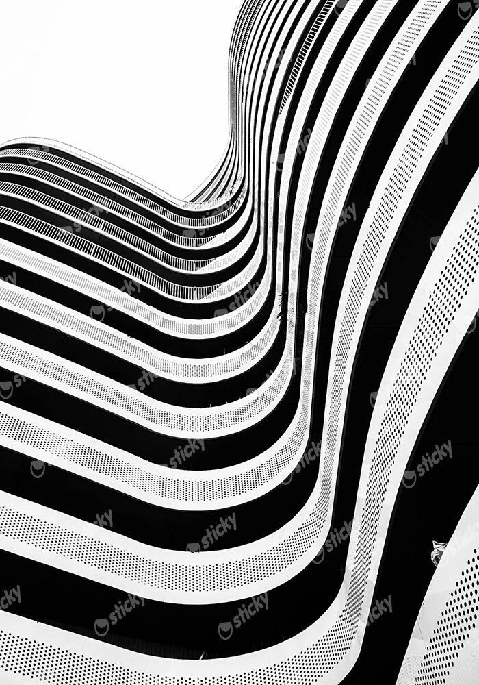 Πίνακας σε Καμβά BLACK AND WHITE ARCHITECTURAL CURVED BALCONIES 2