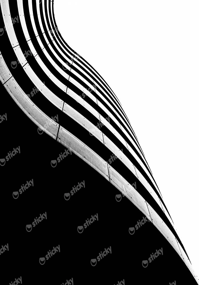 Πίνακας σε Καμβά BLACK AND WHITE ARCHITECTURAL CURVED BALCONIES