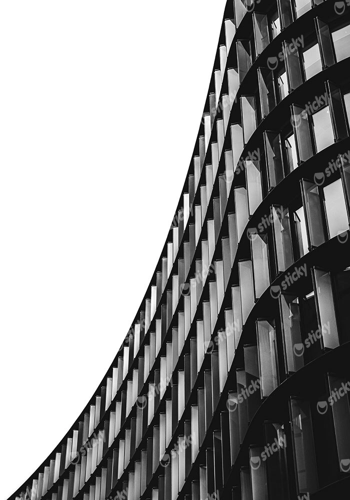 Πίνακας σε Καμβά BLACK AND WHITE ARCHITECTURAL CURVED BUILDING