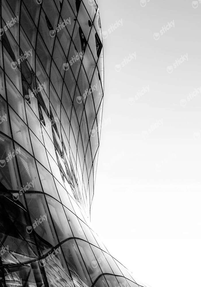 Πίνακας σε Καμβά BLACK AND WHITE ARCHITECTURAL CURVED GLASS BUILDING