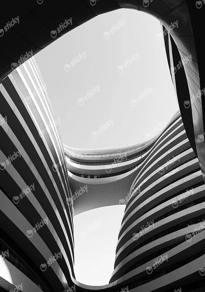 Πίνακας σε Καμβά BLACK AND WHITE ARCHITECTURAL FLOWING FORMS