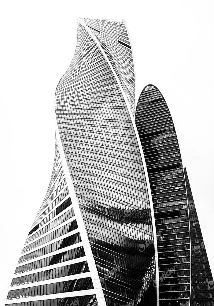 Πίνακας σε Καμβά BLACK AND WHITE ARCHITECTURAL FUTURISTIC SKYSCRAPER