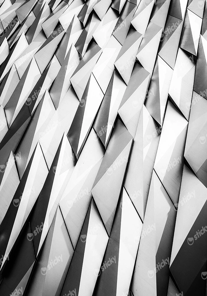 Πίνακας σε Καμβά BLACK AND WHITE ARCHITECTURAL GEOMETRIC ANGULAR PATTERN