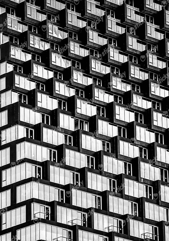 Πίνακας σε Καμβά BLACK AND WHITE ARCHITECTURAL GEOMETRIC APARTMENTS