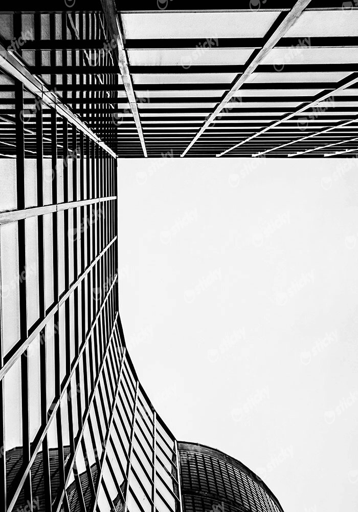 Πίνακας σε Καμβά BLACK AND WHITE ARCHITECTURAL GEOMETRIC STRUCTURE 2