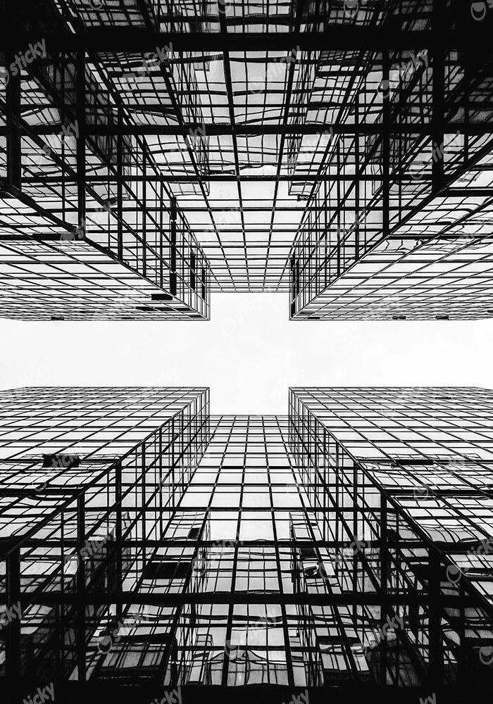 Πίνακας σε Καμβά BLACK AND WHITE ARCHITECTURAL GEOMETRIC STRUCTURE