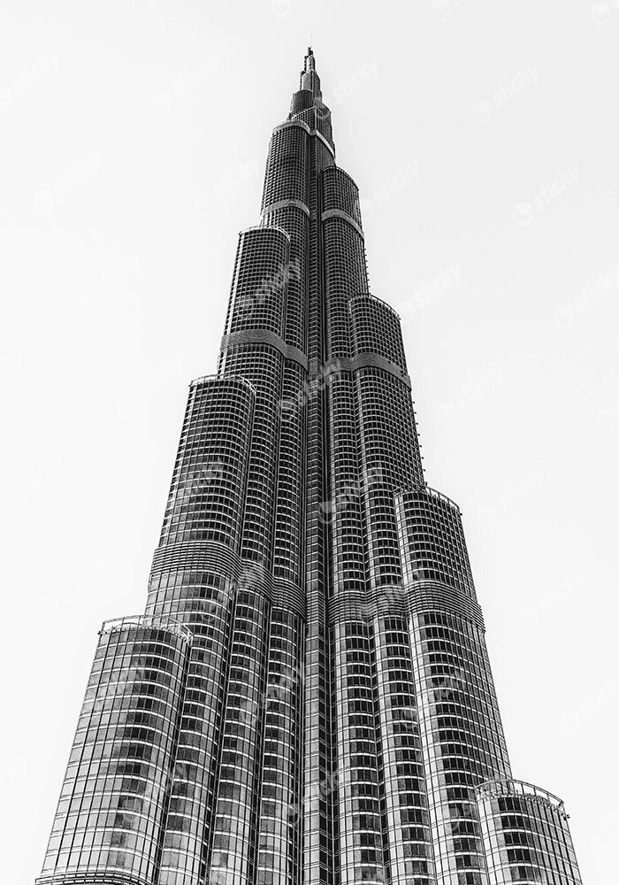Πίνακας σε Καμβά BLACK AND WHITE ARCHITECTURAL MASSIVE SKYSCRAPER