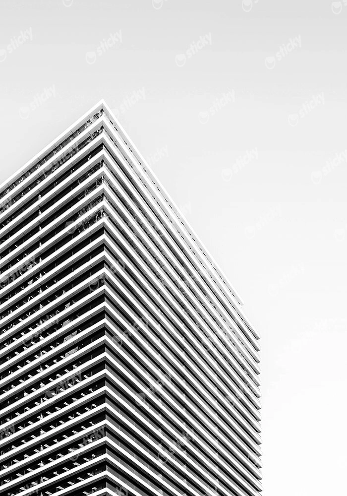 Πίνακας σε Καμβά BLACK AND WHITE ARCHITECTURAL MASSIVE TOWER 2