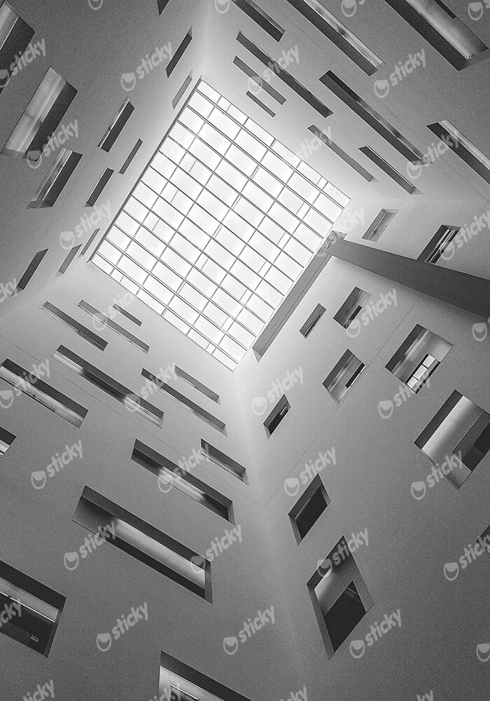 Πίνακας σε Καμβά BLACK AND WHITE ARCHITECTURAL SKYLIGHT 3