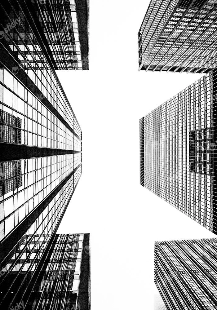 Πίνακας σε Καμβά BLACK AND WHITE ARCHITECTURAL SKYSCRAPERS 2