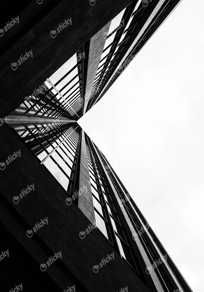 Πίνακας σε Καμβά BLACK AND WHITE ARCHITECTURAL SKYSCRAPERS 3