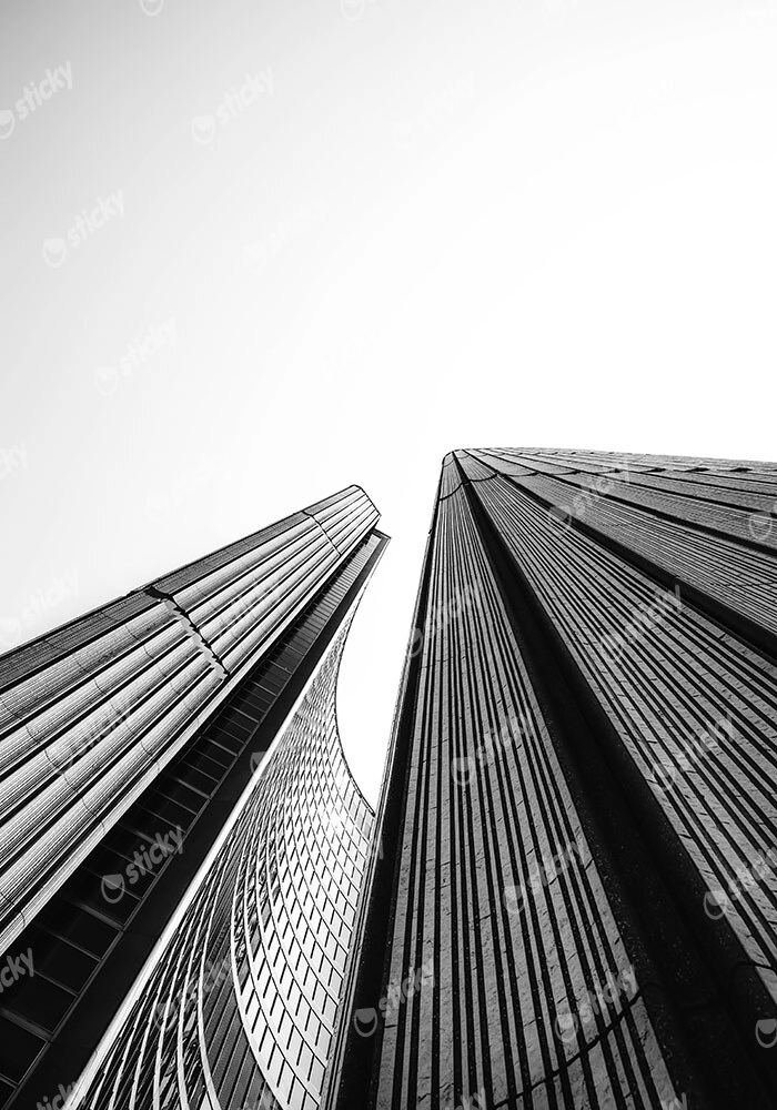 Πίνακας σε Καμβά BLACK AND WHITE ARCHITECTURAL SKYSCRAPERS 4