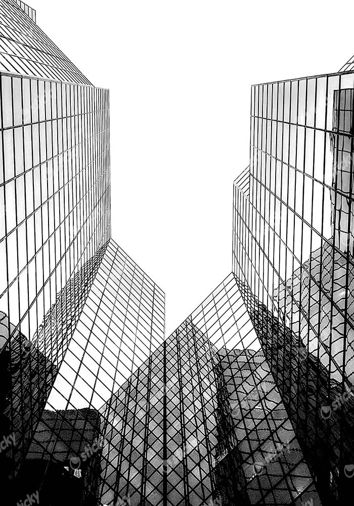 Πίνακας σε Καμβά BLACK AND WHITE ARCHITECTURAL SKYSCRAPERS 6