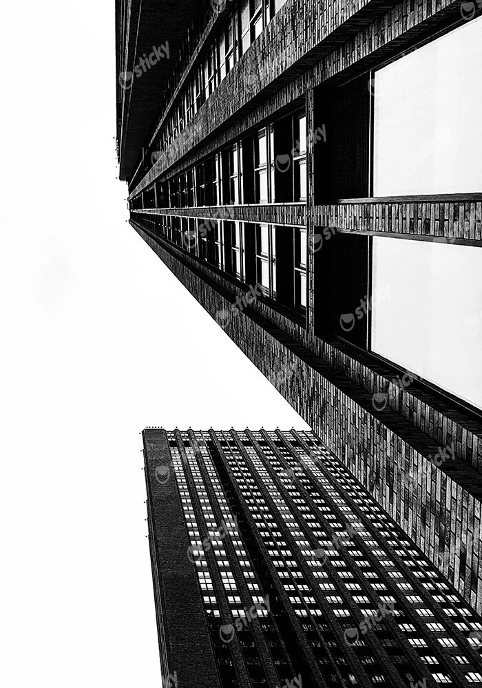 Πίνακας σε Καμβά BLACK AND WHITE ARCHITECTURAL SKYSCRAPERS 8