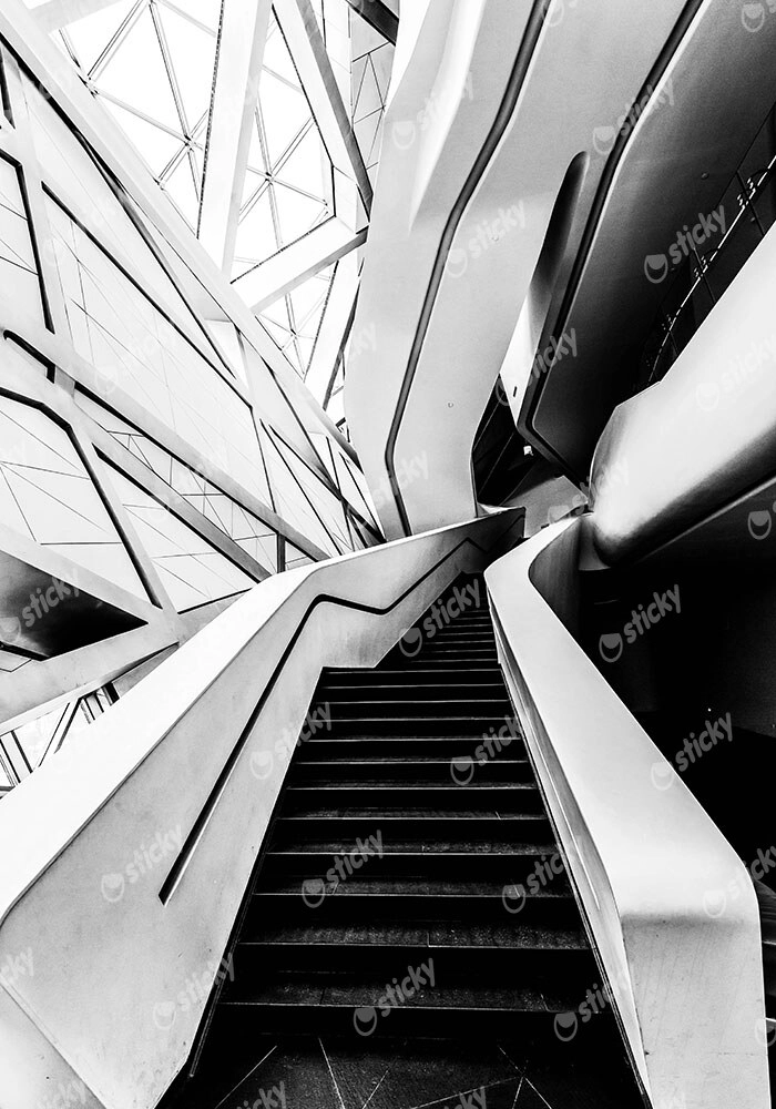 Πίνακας σε Καμβά BLACK AND WHITE ARCHITECTURAL STAIRCASES