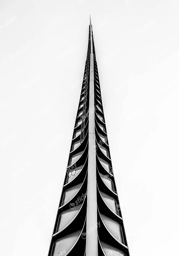 Πίνακας σε Καμβά BLACK AND WHITE ARCHITECTURAL STEEL SPIRE