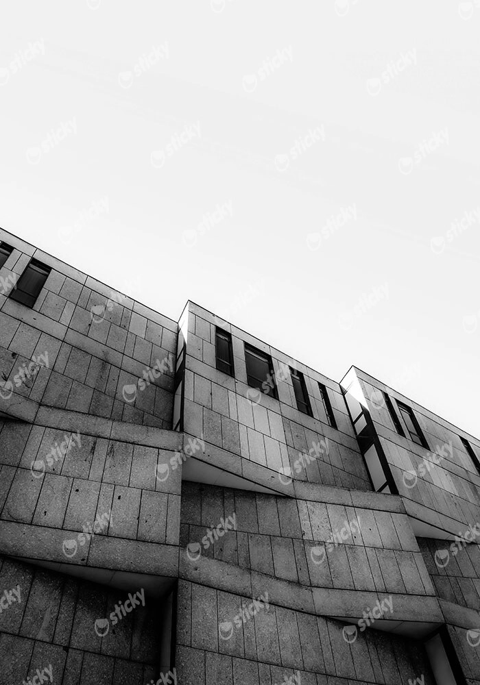 Πίνακας σε Καμβά BLACK AND WHITE ARCHITECTURAL TEXTURED CONCRETE BUILDING