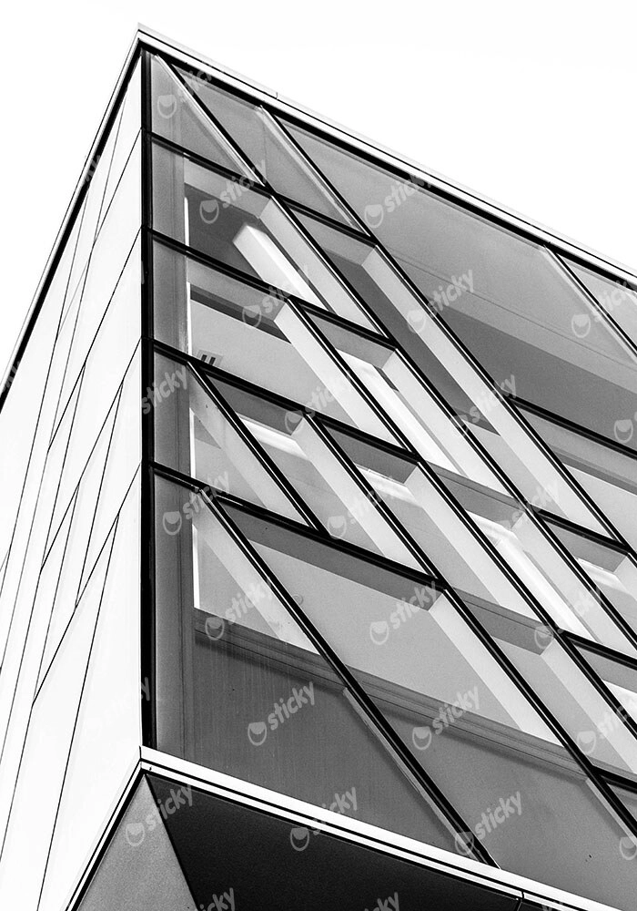 Πίνακας σε Καμβά BLACK AND WHITE ARCHITECTURAL TRIANGULAR WINDOWS