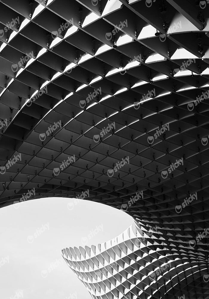 Πίνακας σε Καμβά BLACK AND WHITE ARCHITECTURAL WOODEN STRUCTURE