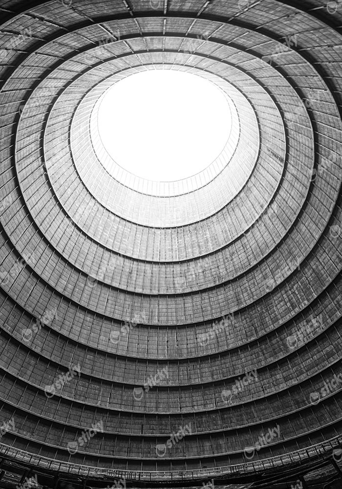 Πίνακας σε Καμβά BLACK AND WHITE ARCHITECTURAL COOLING TOWER