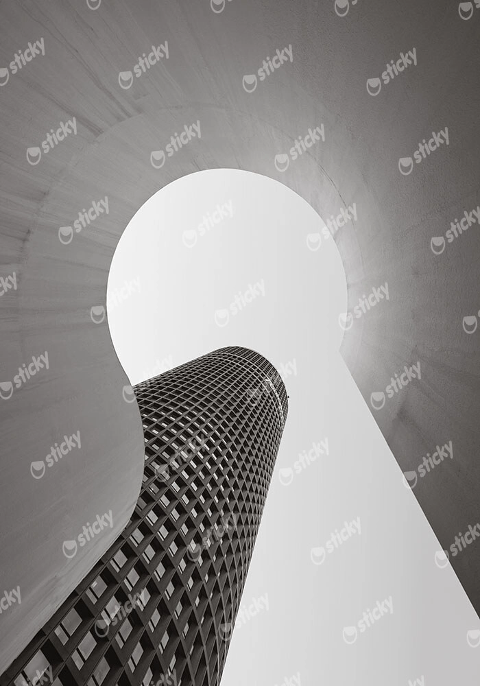 Πίνακας σε Καμβά BLACK AND WHITE ARCHITECTURAL FUTURISTIC SKYSCRAPER 2