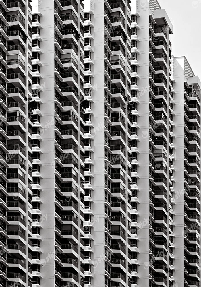 Πίνακας σε Καμβά BLACK AND WHITE ARCHITECTURAL GEOMETRIC APARTMENTS 3