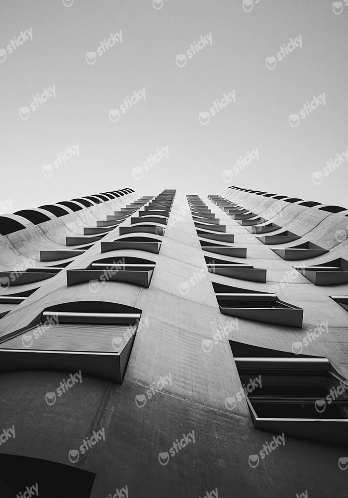Πίνακας σε Καμβά BLACK AND WHITE ARCHITECTURAL GEOMETRIC BALCONIES 2