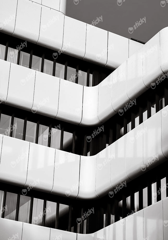 Πίνακας σε Καμβά BLACK AND WHITE ARCHITECTURAL GEOMETRIC BALCONIES