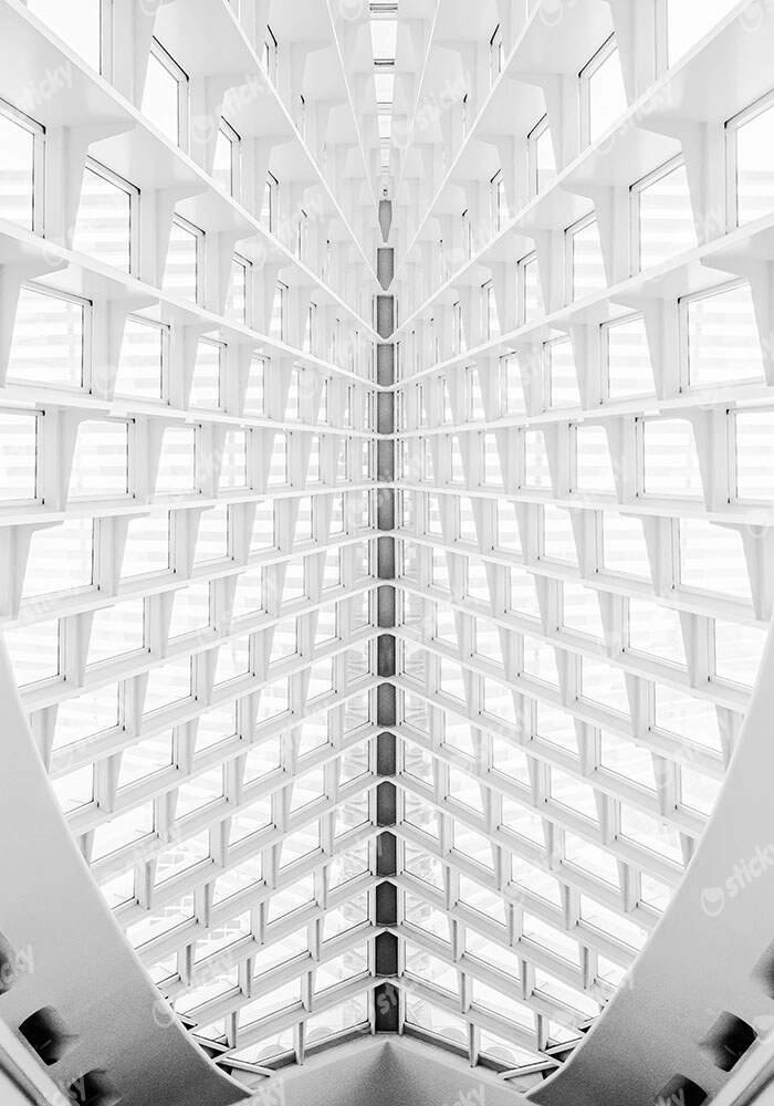 Πίνακας σε Καμβά BLACK AND WHITE ARCHITECTURAL GEOMETRIC INTERIOR CEILING