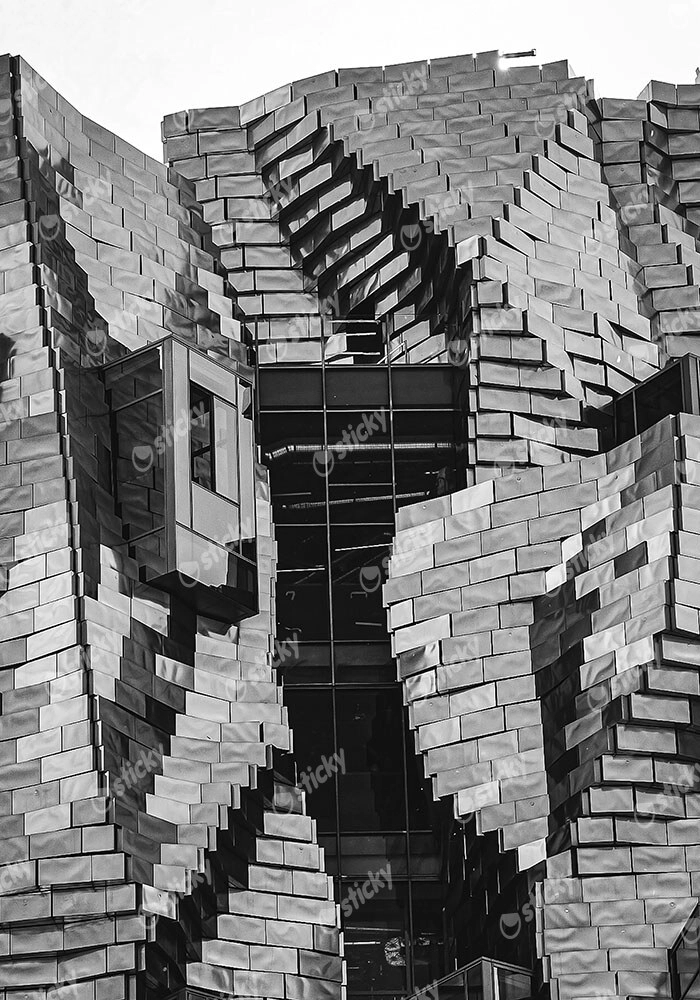 Πίνακας σε Καμβά BLACK AND WHITE ARCHITECTURAL GEOMETRIC ROOF