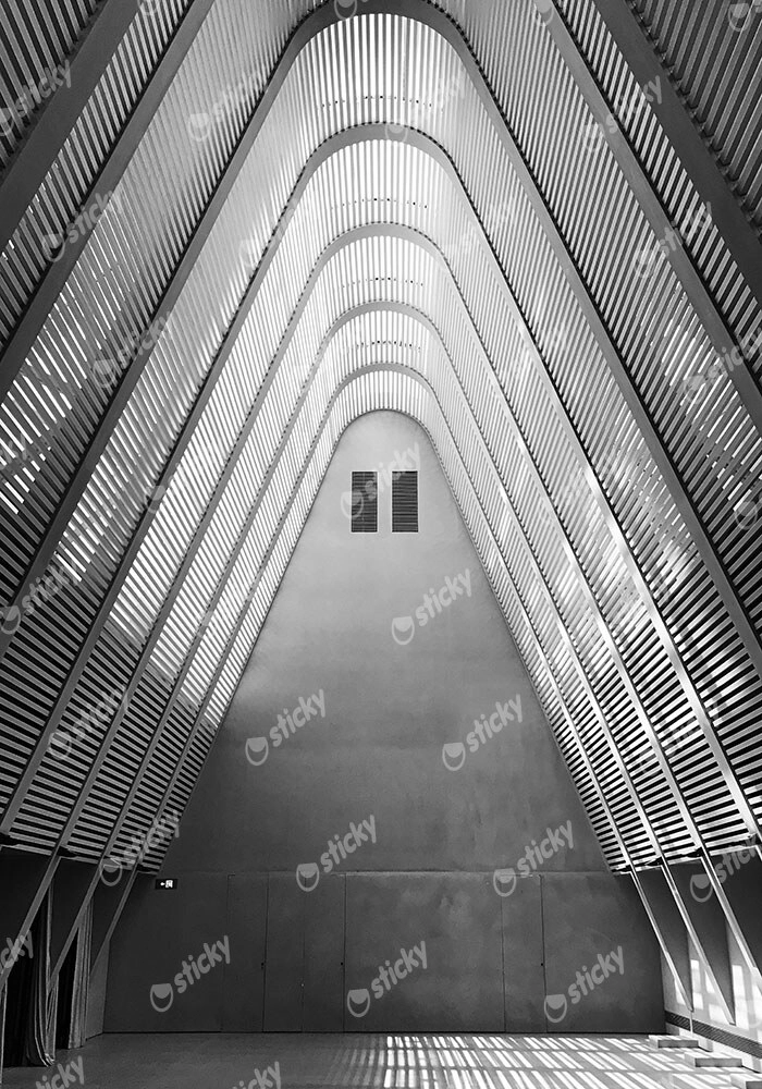Πίνακας σε Καμβά BLACK AND WHITE ARCHITECTURAL HIGH ARCHED CEILING