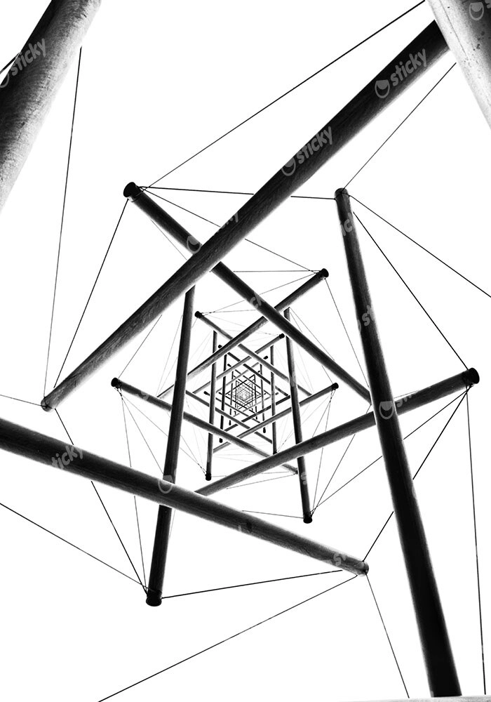 Πίνακας σε Καμβά BLACK AND WHITE ARCHITECTURAL KALEIDOSCOPE