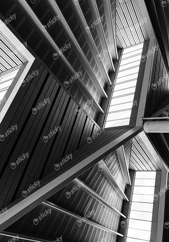 Πίνακας σε Καμβά BLACK AND WHITE ARCHITECTURAL METAL BEAMS CEILING
