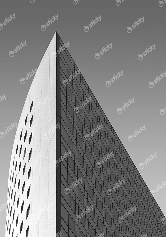 Πίνακας σε Καμβά BLACK AND WHITE ARCHITECTURAL SHARP CORNER SKYSCRAPER