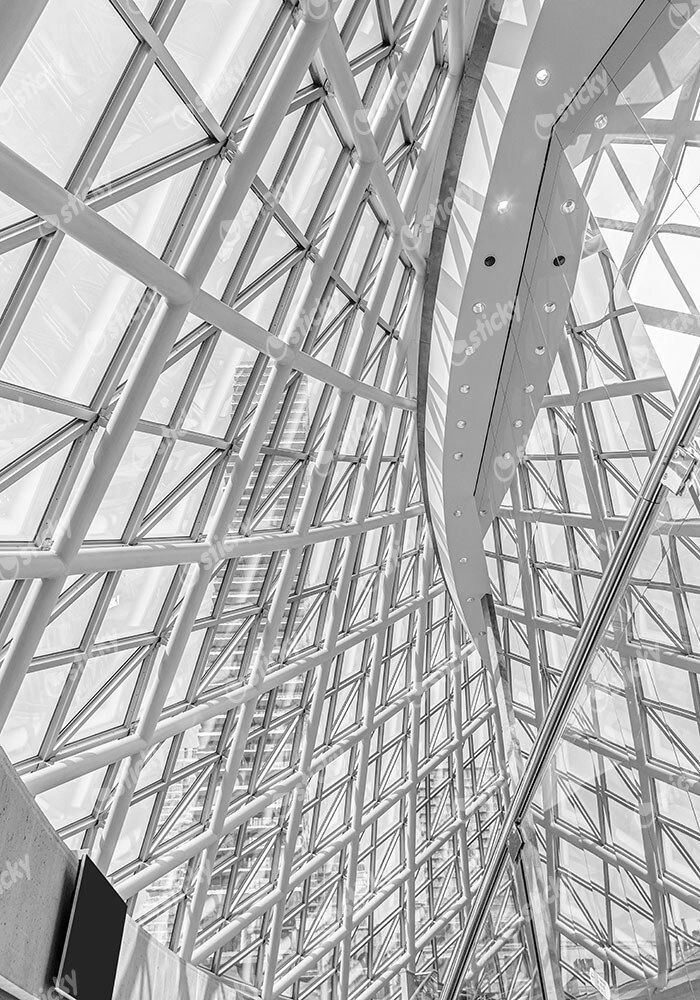 Πίνακας σε Καμβά BLACK AND WHITE ARCHITECTURAL STEEL AND GLASS ROOF