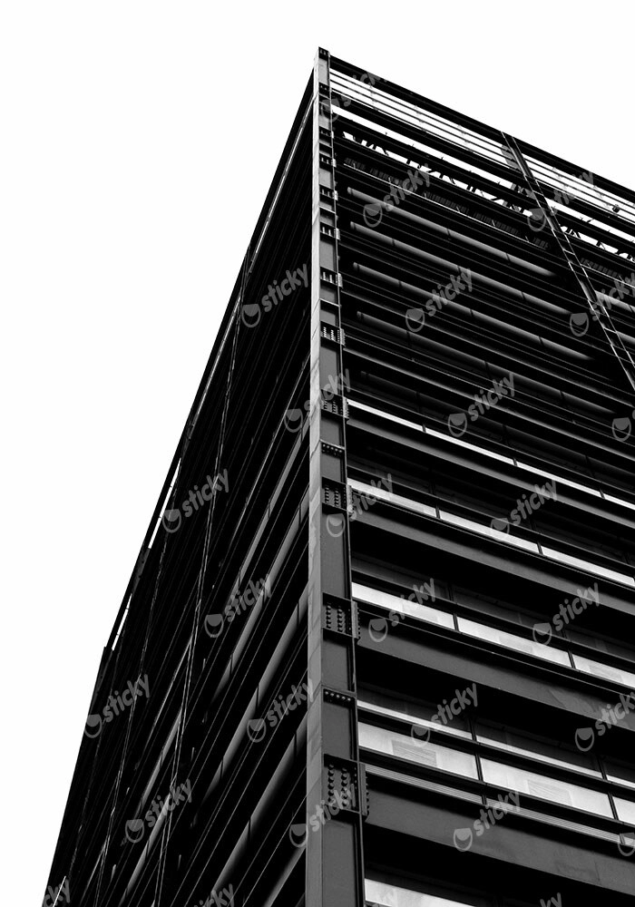 Πίνακας σε Καμβά BLACK AND WHITE ARCHITECTURAL STRUCTURAL STEEL CORNER