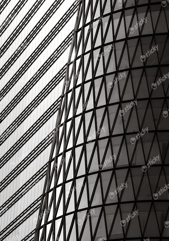 Πίνακας σε Καμβά BLACK AND WHITE ARCHITECTURAL TRIANGLE FACADE
