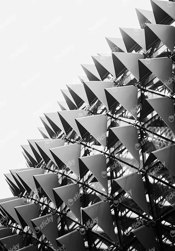 Πίνακας σε Καμβά BLACK AND WHITE ARCHITECTURAL TRIANGULAR SUNSHADES 2