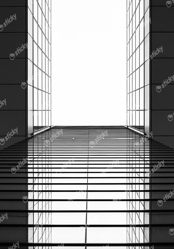 Πίνακας σε Καμβά BLACK AND WHITE ARCHITECTURAL BUILDING MIRROR