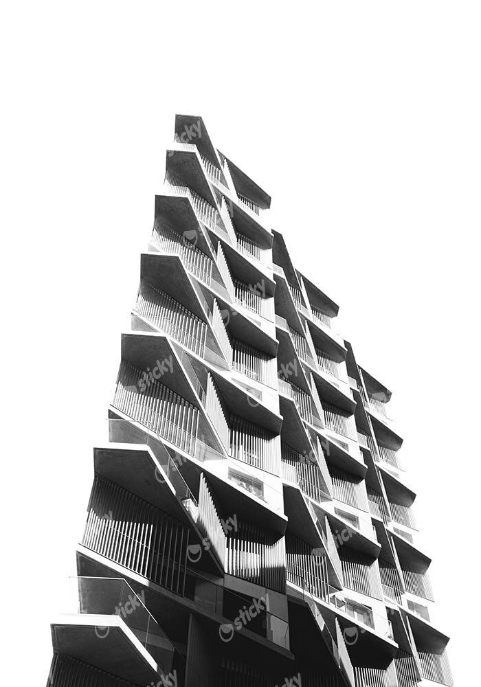 Πίνακας σε Καμβά BLACK AND WHITE ARCHITECTURAL CACTUS TOWER