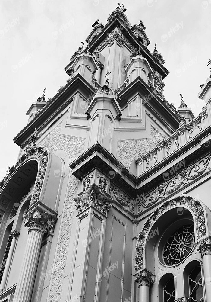 Πίνακας σε Καμβά BLACK AND WHITE ARCHITECTURAL CHURCH