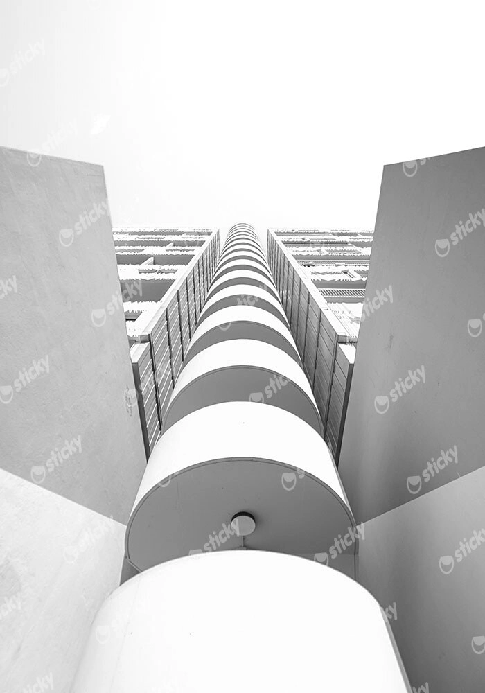 Πίνακας σε Καμβά BLACK AND WHITE ARCHITECTURAL CIRCULAR BALCONIES