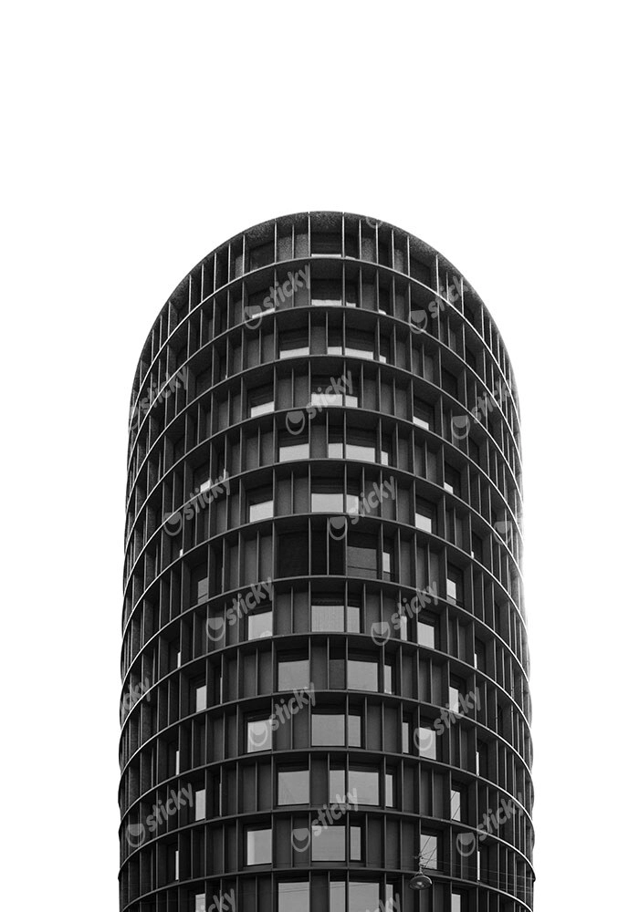 Πίνακας σε Καμβά BLACK AND WHITE ARCHITECTURAL CYLINDRICAL STRUCTURE