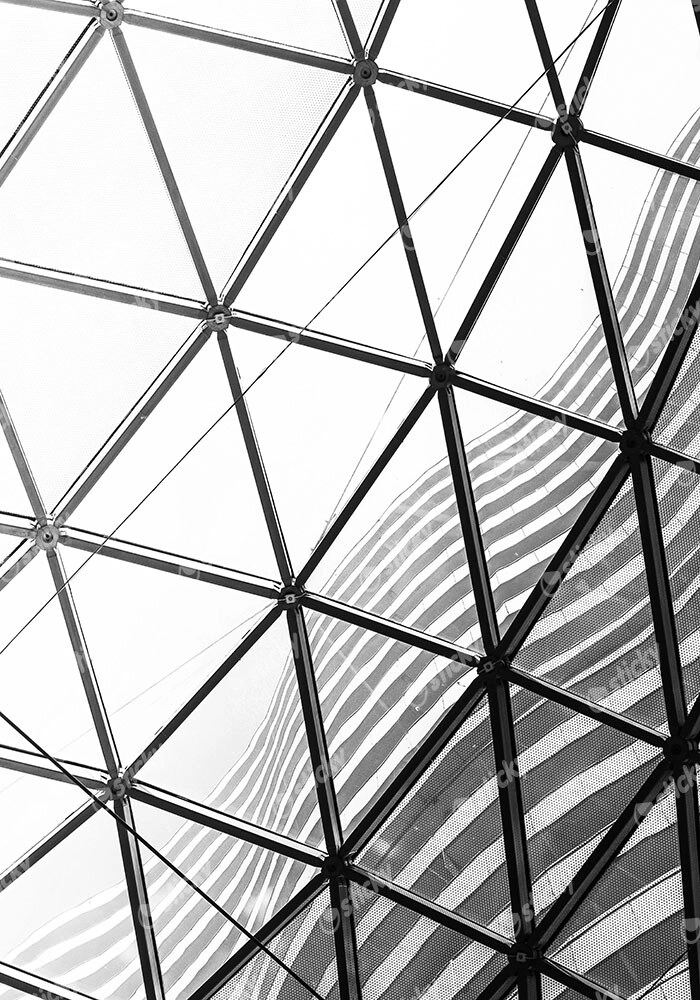 Πίνακας σε Καμβά BLACK AND WHITE ARCHITECTURAL GEOMETRIC STEEL AND GLASS CEILING