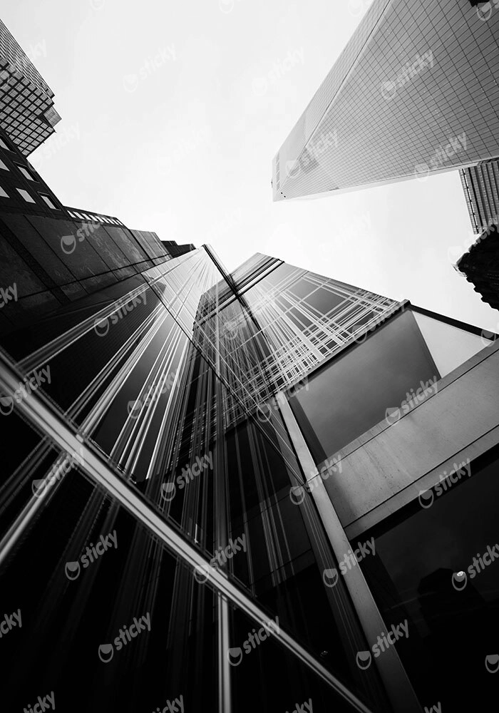 Πίνακας σε Καμβά BLACK AND WHITE ARCHITECTURAL GLASS SKYSCRAPERS
