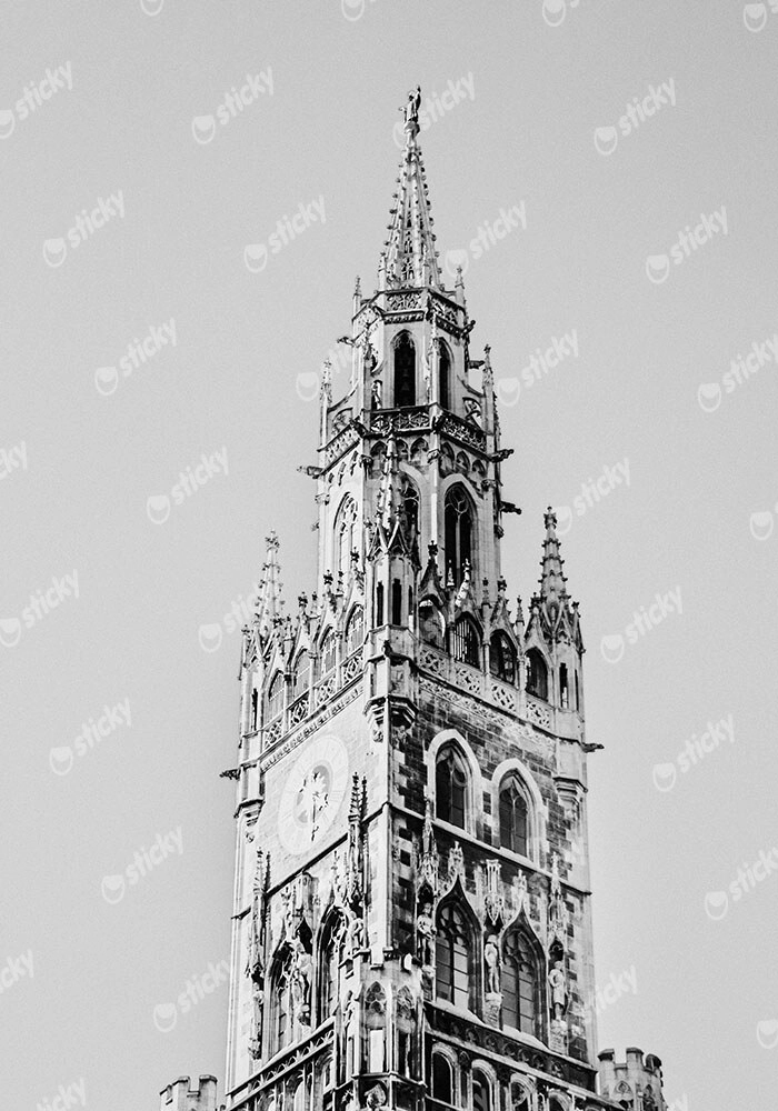 Πίνακας σε Καμβά BLACK AND WHITE ARCHITECTURAL GOTHIC TOWER