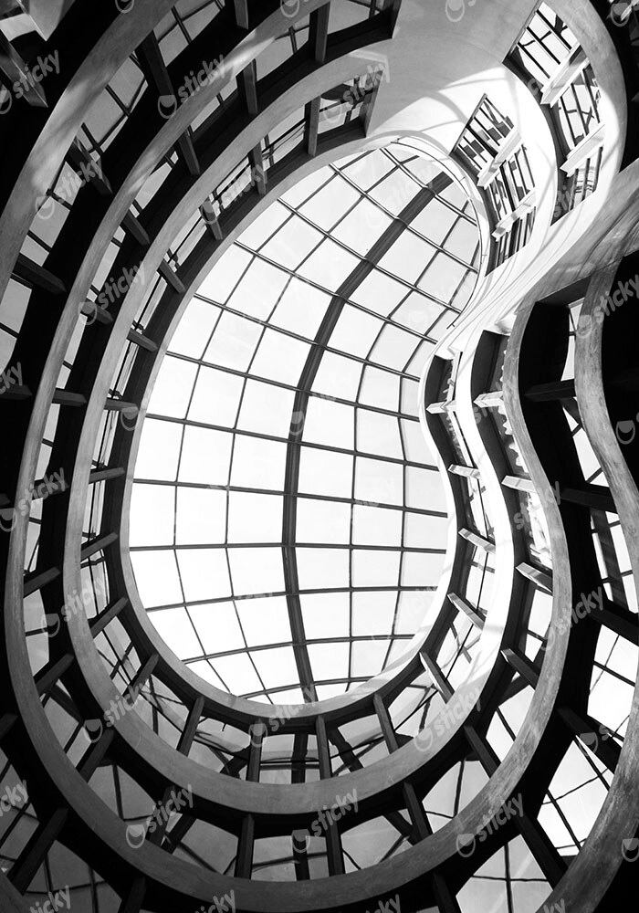 Πίνακας σε Καμβά BLACK AND WHITE ARCHITECTURAL INTERIOR GLASS DOME